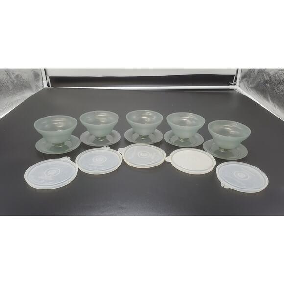 Tupperware Vintage Parfait Cups Set of 5 Dessert Pudding Ice Cream Sundae Gray - Picture 4 of 4